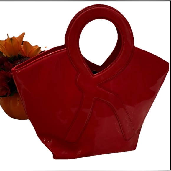 Elegant Vintage Roberto Cavalli Red Patent Leather Women's Handbag